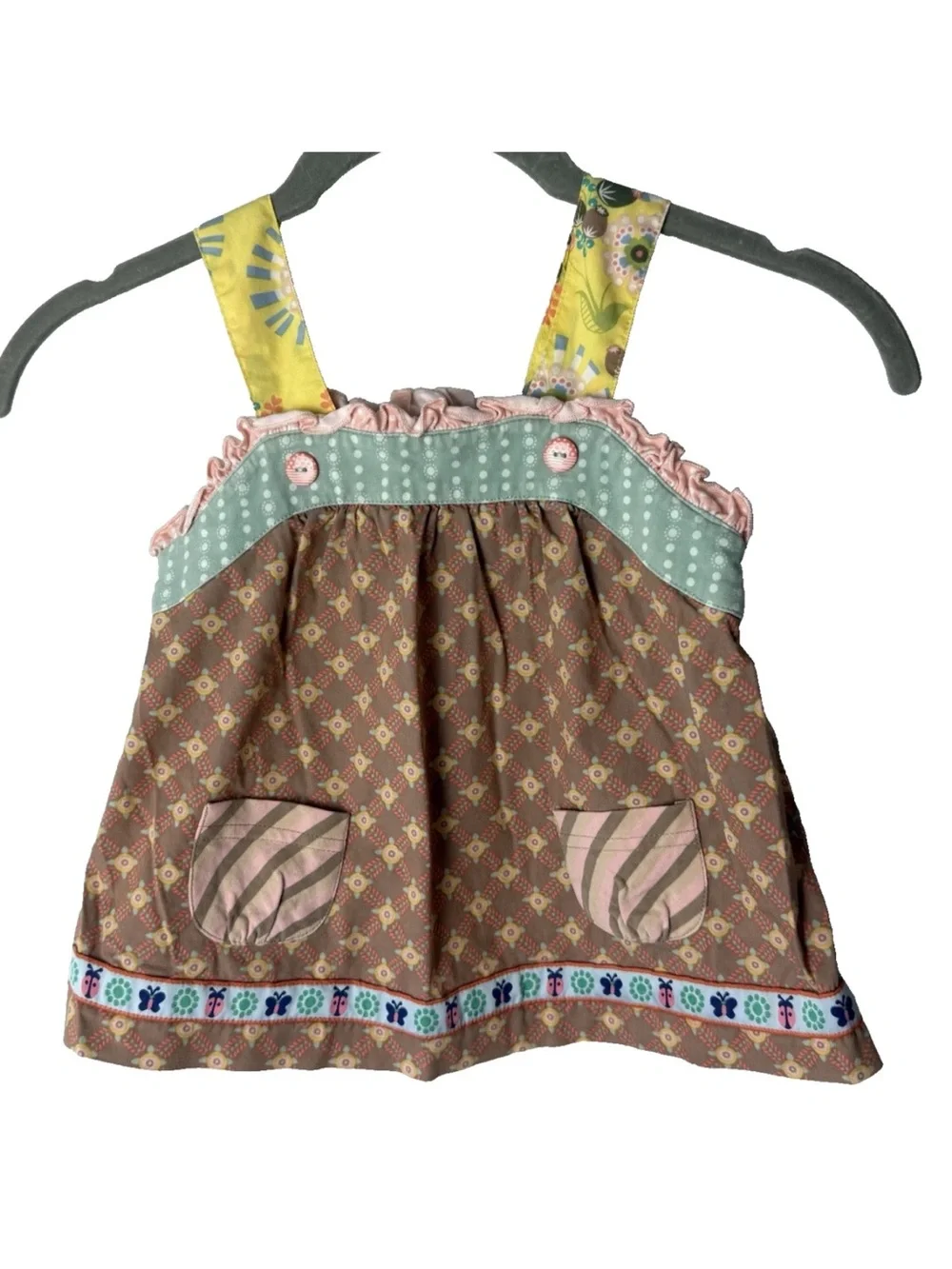 Matilda Jane Chocolaty Goodness Ethel Top 4 Brown Happy & Free Brown Pink Blue